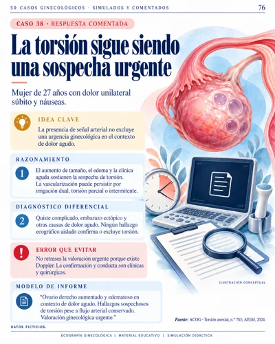 Caso 38 · Dolor agudo con Doppler presente · Análisis